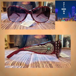 Montana West Feather Collection Sunglasses NWT Red